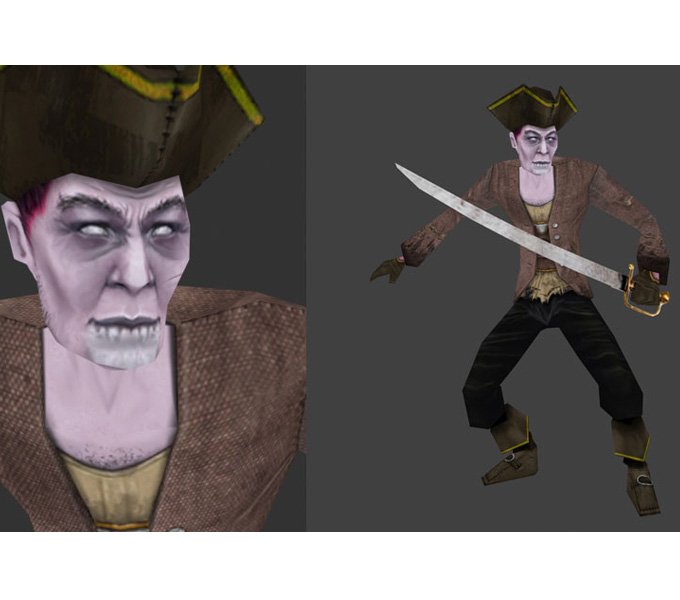 Zombie pirate video game - modeling, texturing and rigging